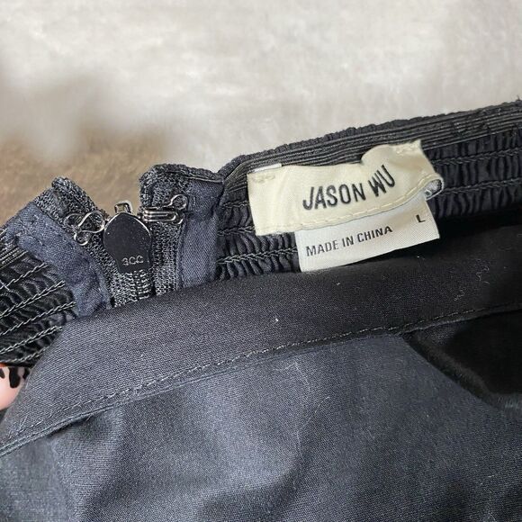 Jason Wu Black Tiered Maxi Dress Eyelet Trim CottageCore Witchy Whimsigoth Sz Lg - Picture 3 of 7